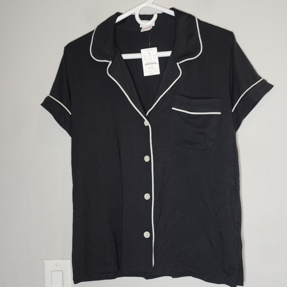J. Crew Other - NWT J. Crew Black Jersey Knit Pajama Top Button Front Size Medium